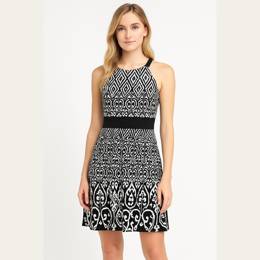 White House Black Market Dress Size Small Black White Patterned